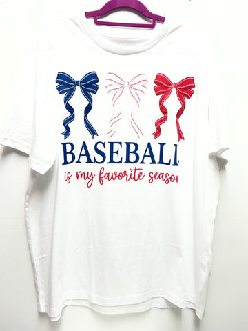 White Baseball/Red/White/Blue ribbons T-shirt Amanda Queen