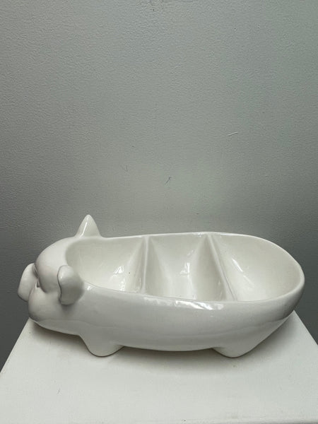 14"x7" White pig 3 tier serving dish Amanda Queen
