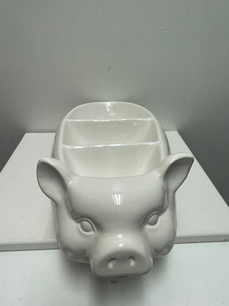 14"x7" White pig 3 tier serving dish OhhMy! Gifts and Things, LLC