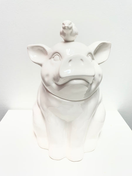 10"x7"White Pig Cookie Jar Amanda Queen