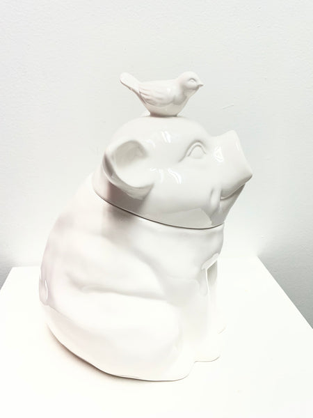 10"x7"White Pig Cookie Jar Amanda Queen