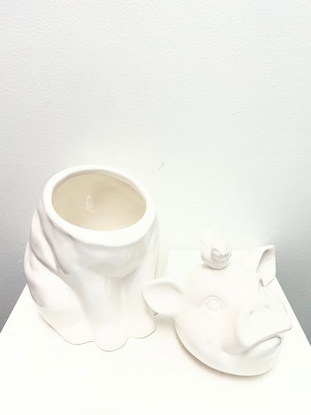 10"x7"White Pig Cookie Jar Amanda Queen