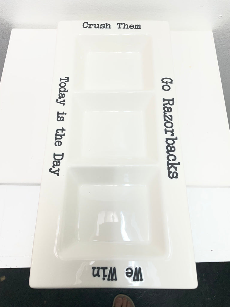 7"X15" Razorback 3 tier dip platter Amanda Queen