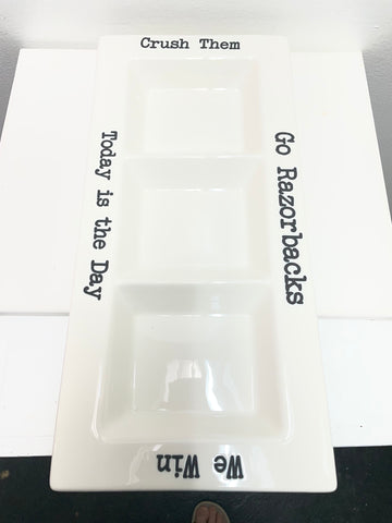 7'X15" Razorback 3 tier dip platter OhhMy! Gifts and Things, LLC