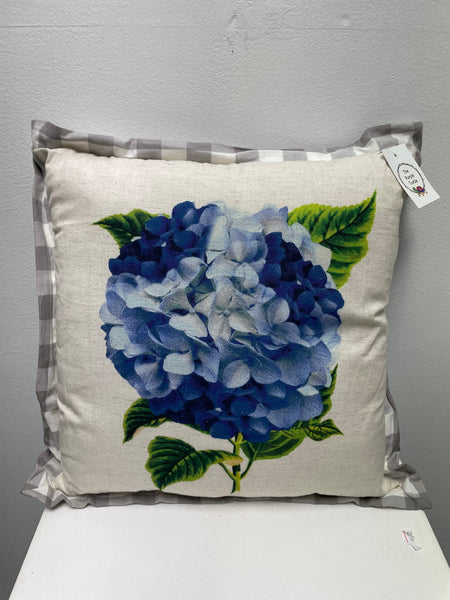 Hydrangea Pillow- White with Ruffled Edges Decorative Pillow Amanda Queen