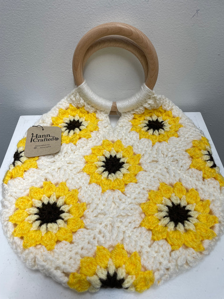 Handmade Crochet Sunflower Tote Bag | Boho Handles OhhMy! Gifts and Things, LLC