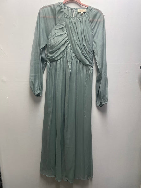 Listicle Sparkly Seafoam Long Sleeve Maxi Dress Landon Ramsey-Maria Briones