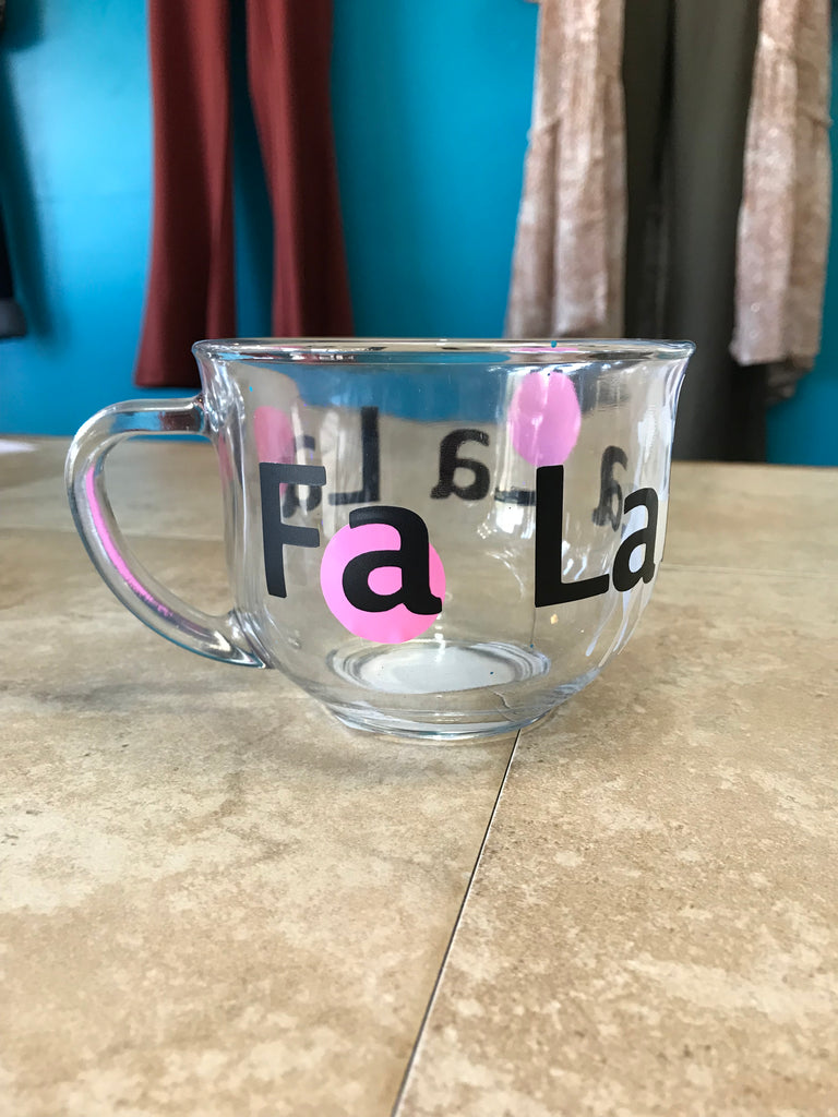 Clear "Fa La La" Mug