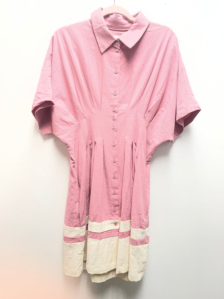 Umgee Pink/Cream bottom Mini Dress Landon Ramsey-Maria Briones