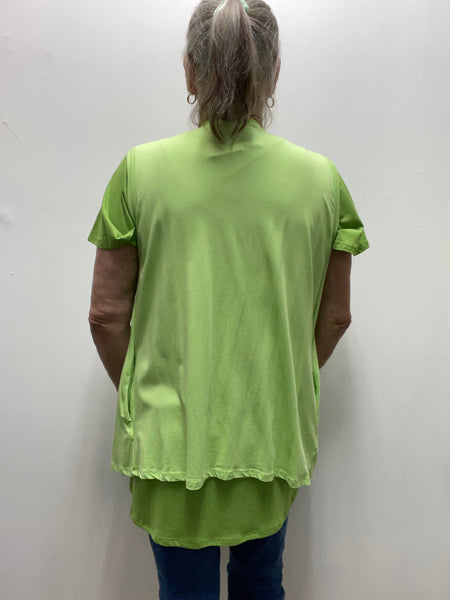 Sleeveless Cardigans-green-back