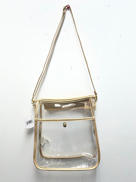 11"x10" Clear Stadium Bag | Gold & Black Trim | Event Tote Amanda Queen