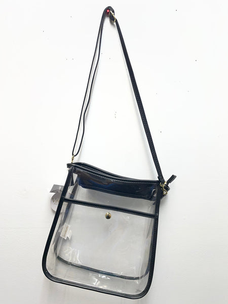 11"x10" Clear Stadium Bag | Gold & Black Trim | Event Tote Amanda Queen