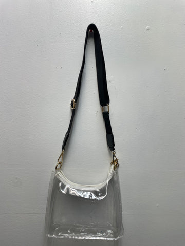 9"x6" Clear bag w/white trim & strap Amanda Queen