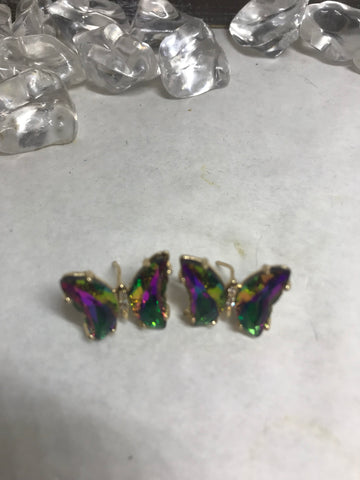 Butterfly Studs-Green/Purple