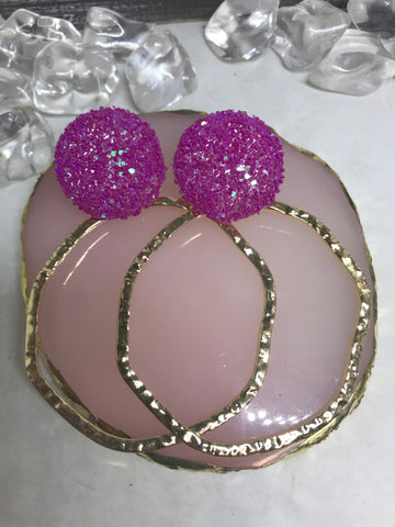 Glitter/Gold Earrings-Dark purple