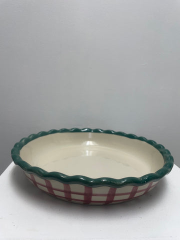 10" Ceramic Pie Plate-green/red/cream