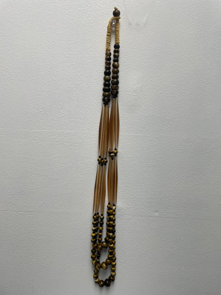 Multi Strand Brown/Gold Beaded Necklace