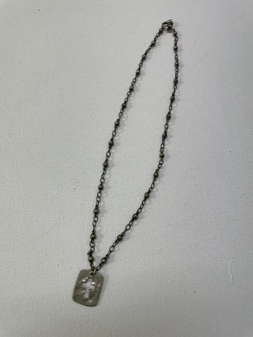 16" Beaded Chain Necklace w/cross pendent