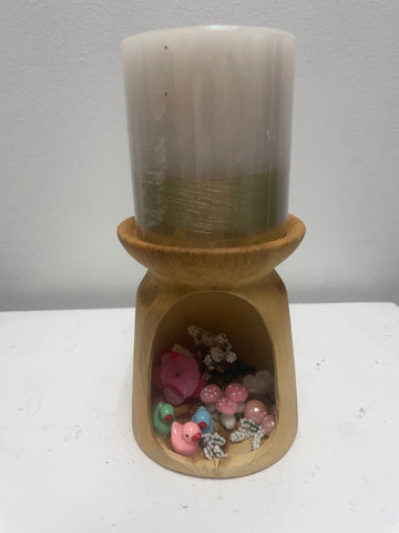 6" Candle Holder/w candle Open Side/w ducks/decor
