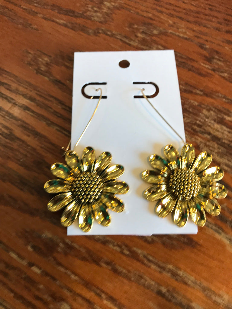 Gold Sunflower Earrings