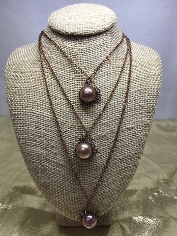 Triple Rose Gold Stoned Necklace