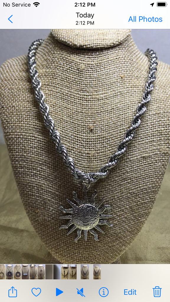 Thick Silver Chain w/Sunflower Charm