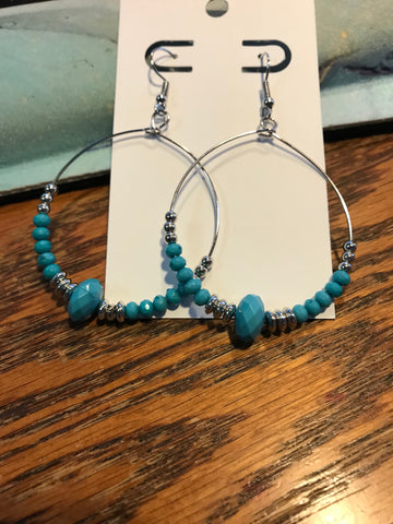 Beaded Dangle Earrings-Blue