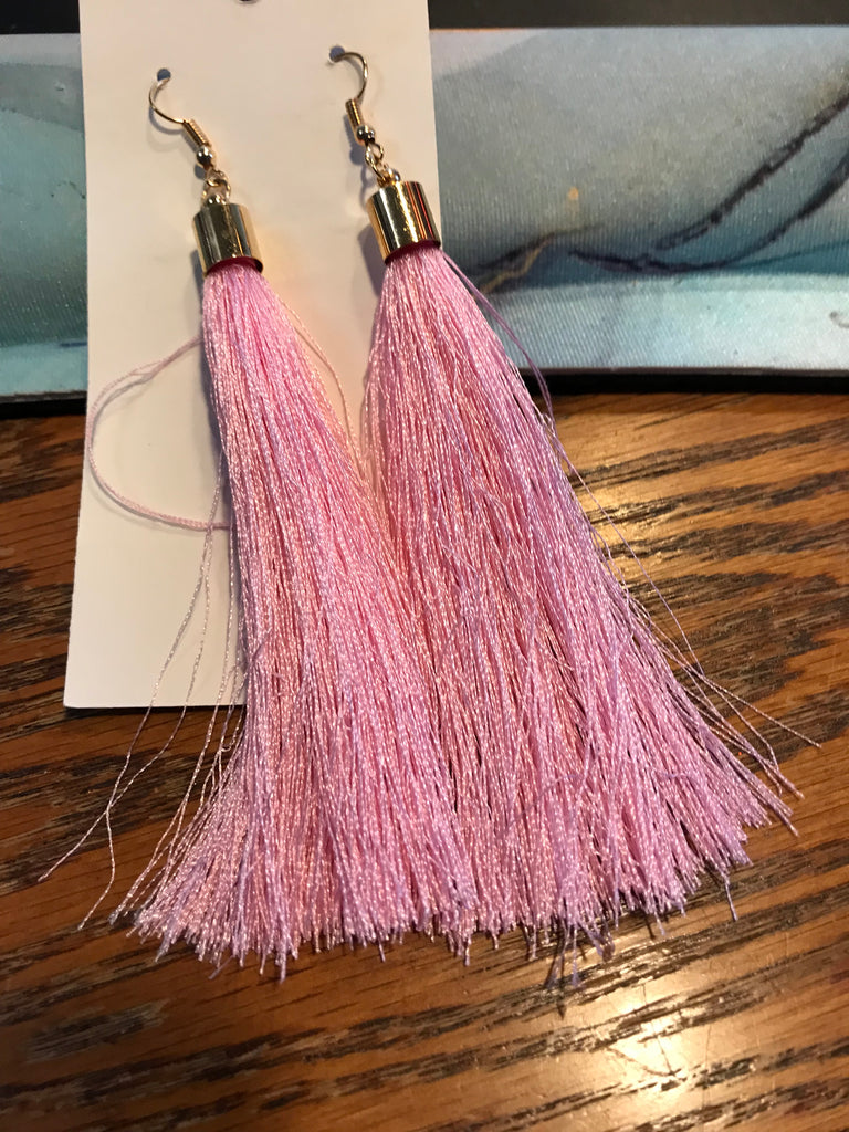 Long Tassel Pink Earrings