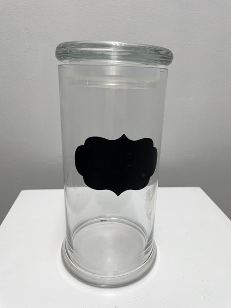 8" glass Vase w/lid & Chalk Patch