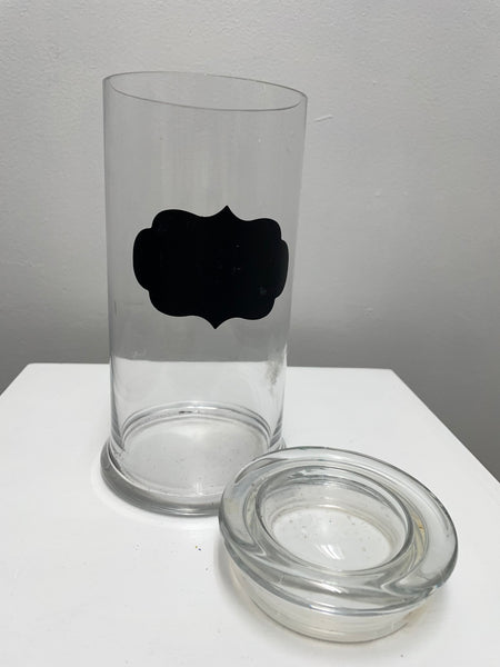 8" glass Vase w/lid & Chalk Patch