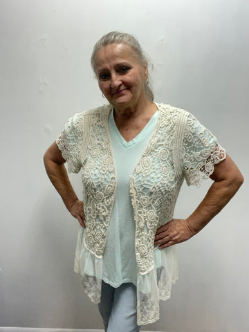 Preloved Large White Crochet Vest