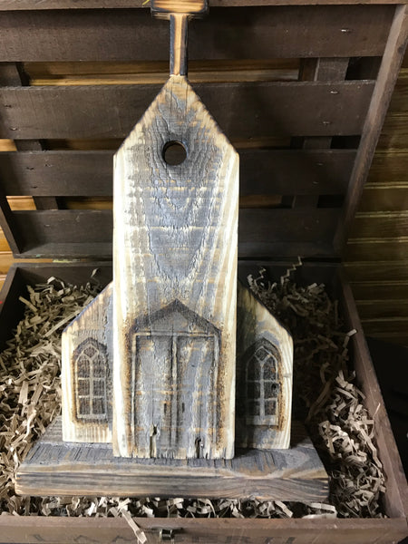 Hand Crafted Wood Burned Detailed Church