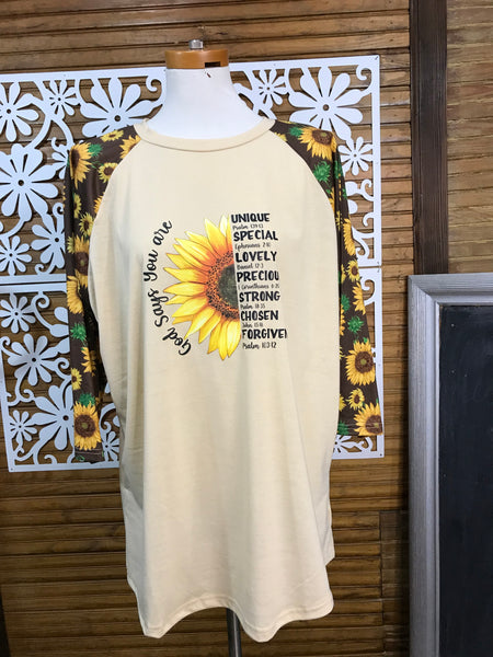 Half Sleeve T-Shirts-God Says You Are-Sunflower Sleeves