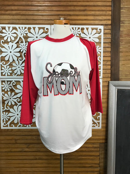 Half Sleeve T-Shirts-Soccer Mom-Red Sleeves