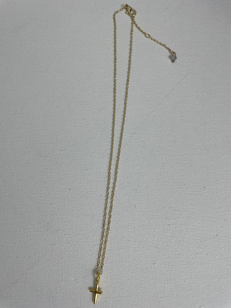 Cross Necklaces-16"Gold with 3"extension w/small gold cross pendent 