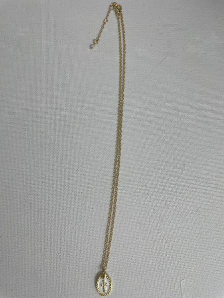 Cross Necklaces-18"Gold w/white & Gold Raised cross and border
