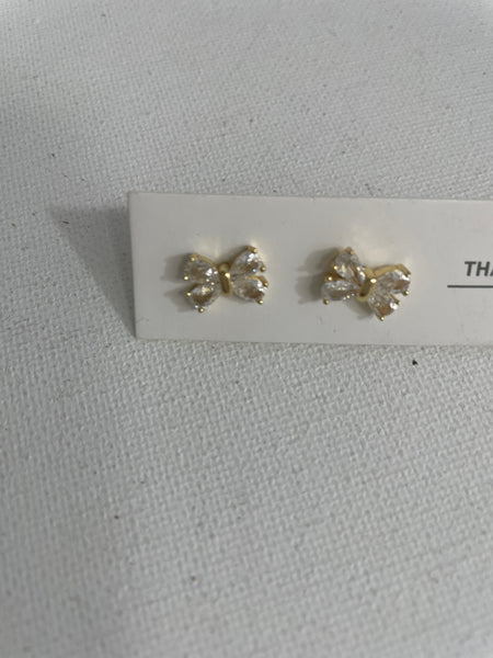 Kids Collection Earrings-Small Rhinestone Bow