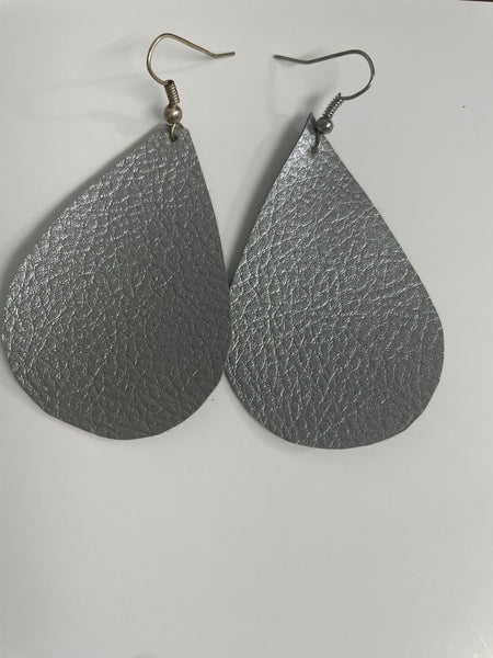 Felt Teardrop Earrings-Silver