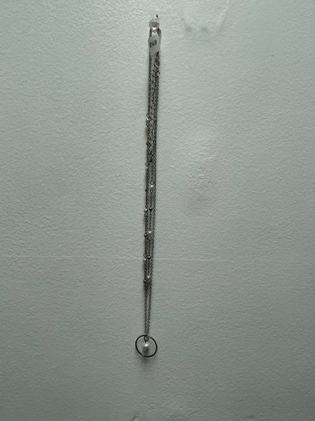 Silver 15"Double Pearl Circle Necklace w/ 3" extension
