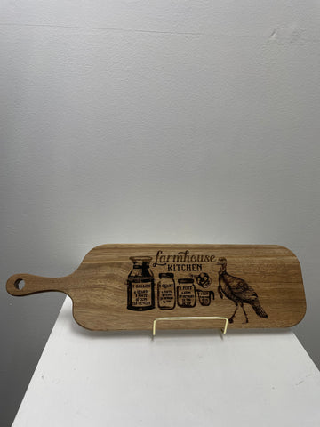 16"x4 1/2" Wood "Farmhouse Kitchen" Cutting board w/Handle-Farmhouse Kitchen /turkey
