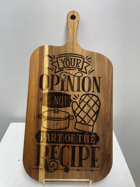 15"x7 1/2" Wood Cutting Board w/Handle-Your Opinion is not part of the Recipe