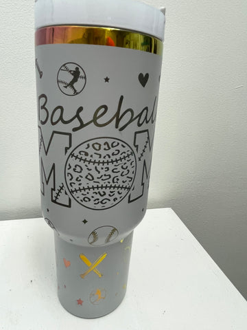 40 oz. Baseball Mom Gray Tumbler