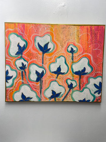 16" x 20" Pink Cotton Candy Acrylic Canvas Painting-multi color