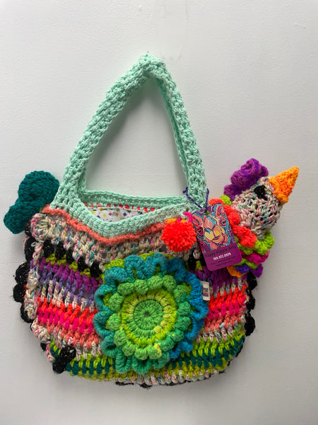 18" Crochet Chicken Shape Purse-Multicolor