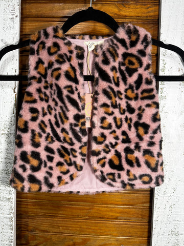 Pink Leopard Faux Fur Kids Vest