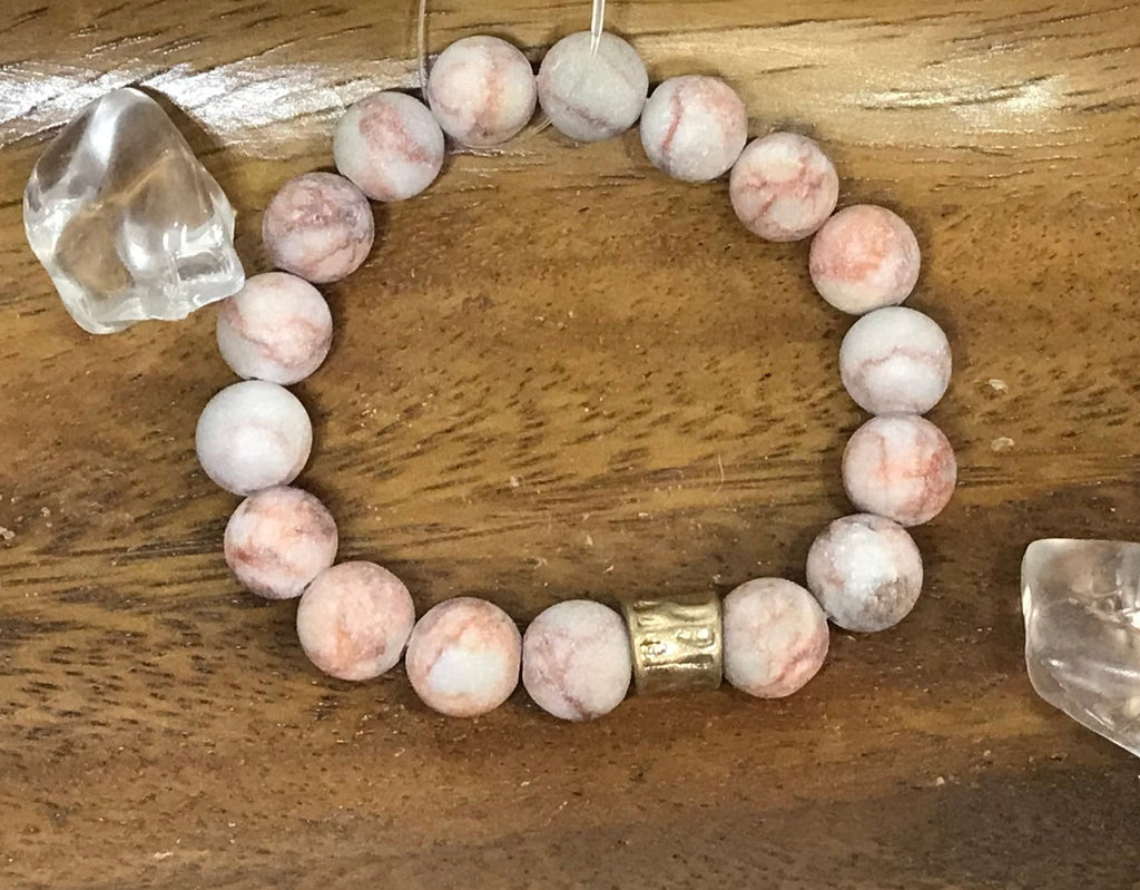 pink natural stone beaded bracelets