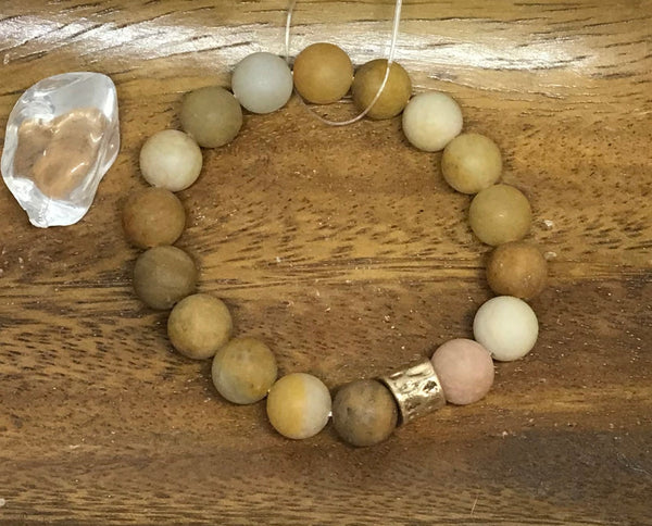 tan natural stone beaded bracelets