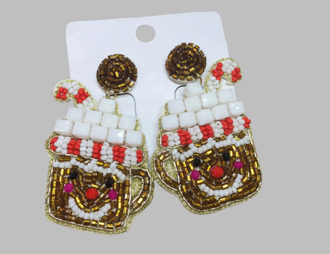 hot coco cup beaded earrings 