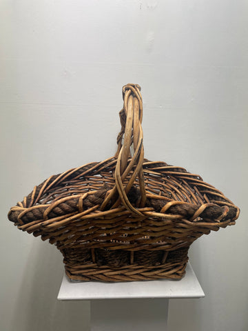 22"x15" Woven Wood & Rope Basket w/Tote Handle in Middle