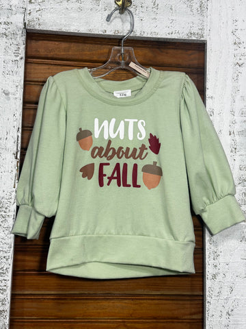 Green "Nuts about Fall" Kids Sweater
